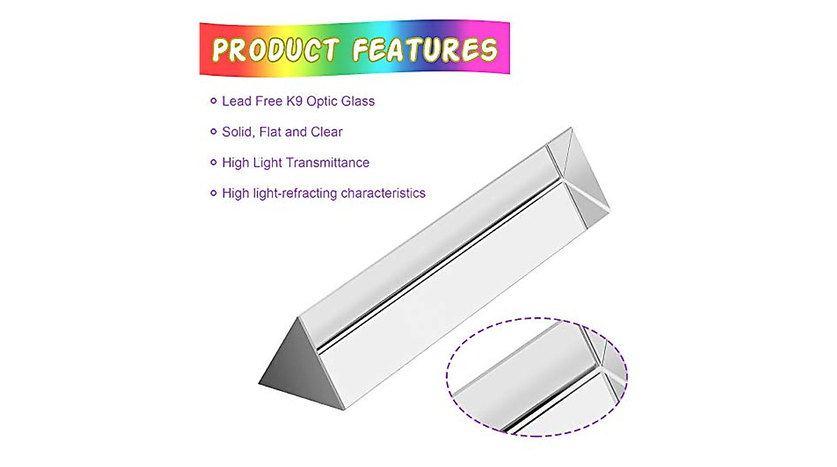 Coitak 6-Inch Optical Glass Triangular Prism for Light Spectrum and ...