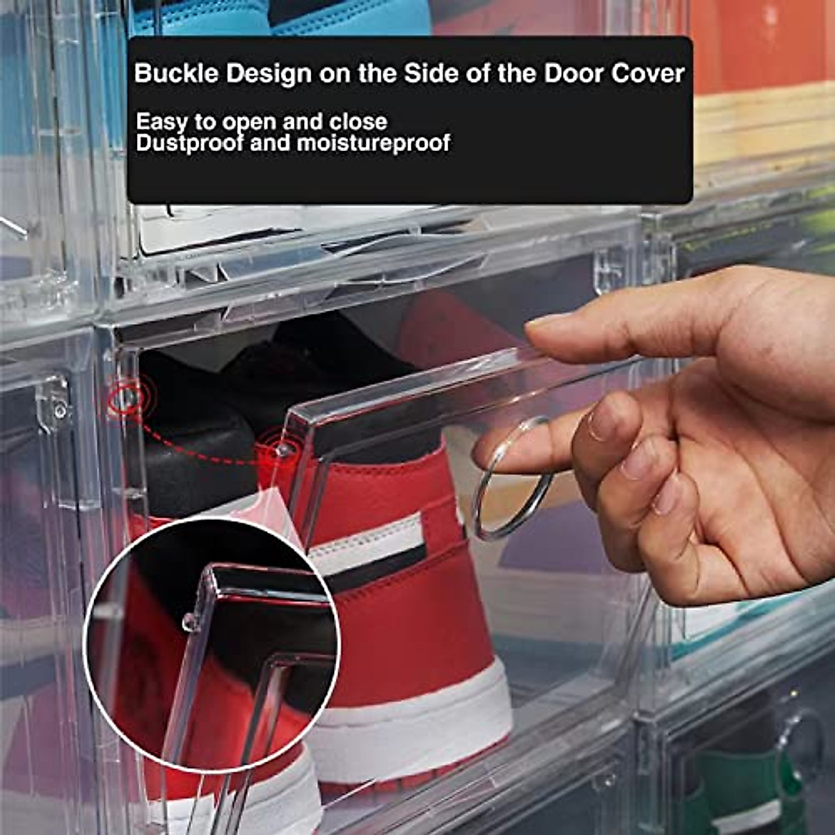 DEPROVE 12 Pack Stackable Clear Shoe Storage Boxes