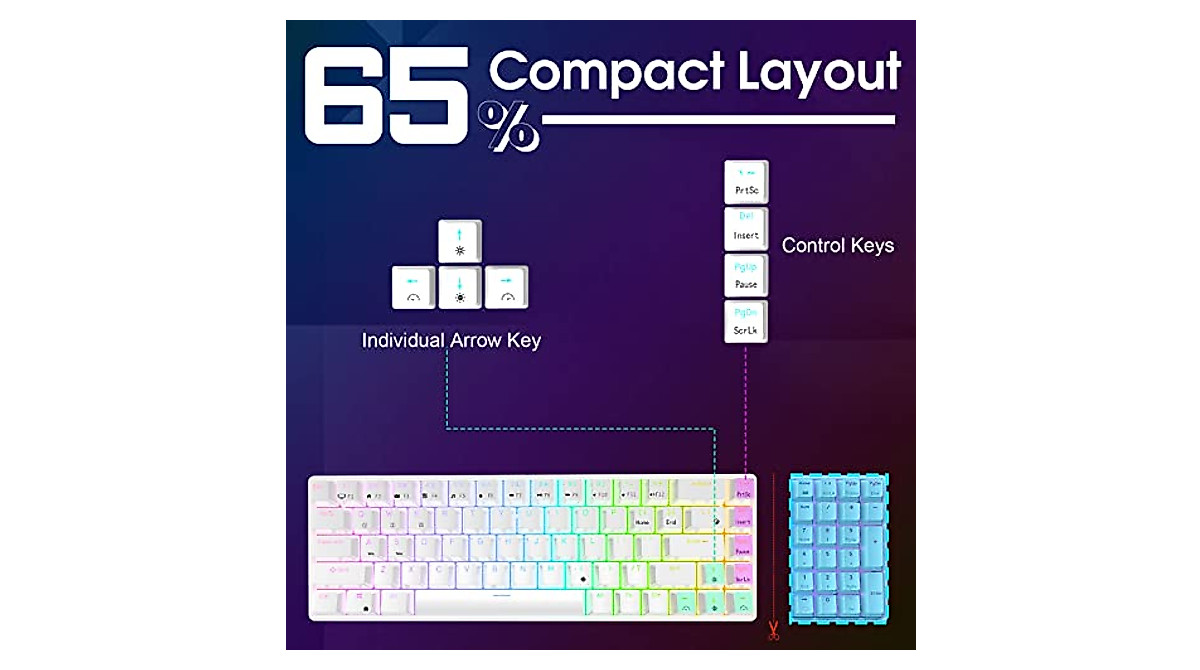 RK ROYAL KLUDGE RK68 (RK855) Wired 65% Mechanical Keyboard, RGB Backlit ...
