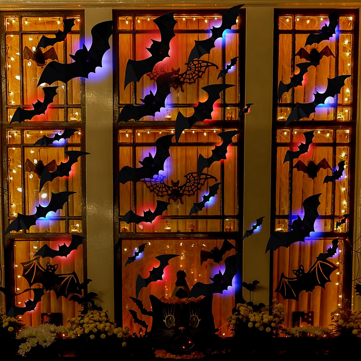 92 Pcs LED Halloween Bats - Spooky Decor