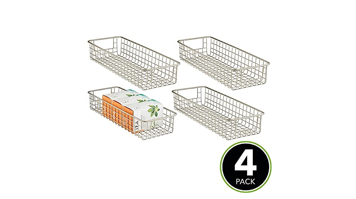 mDesign Metal Wire Food Storage Baskets - 4 Pack