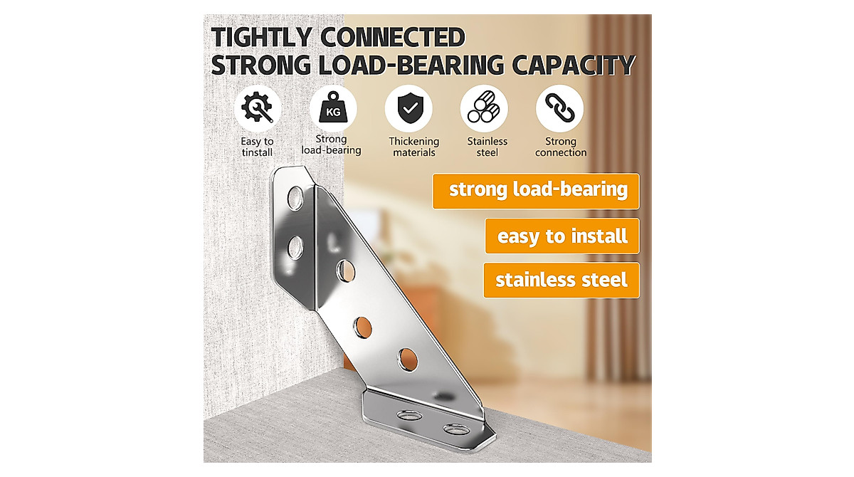 Corner Brackets for Wood, 100 PCs Universal Stainless Steel Furniture ...