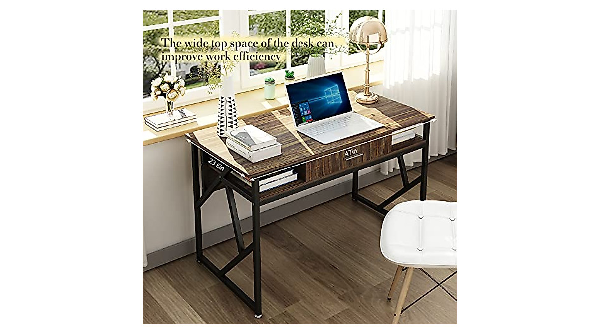 DEWEL 47 Inch Computer Desk for Small Spaces