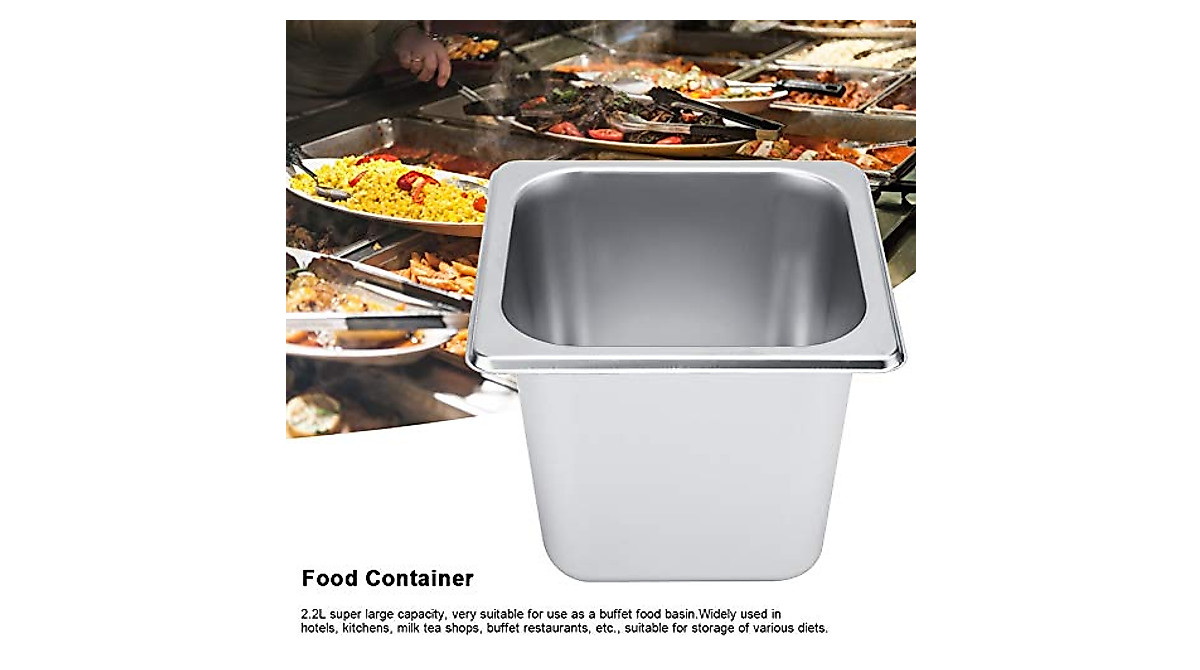 Steam Pan: 2.2L Stainless Steel Buffet Food Container