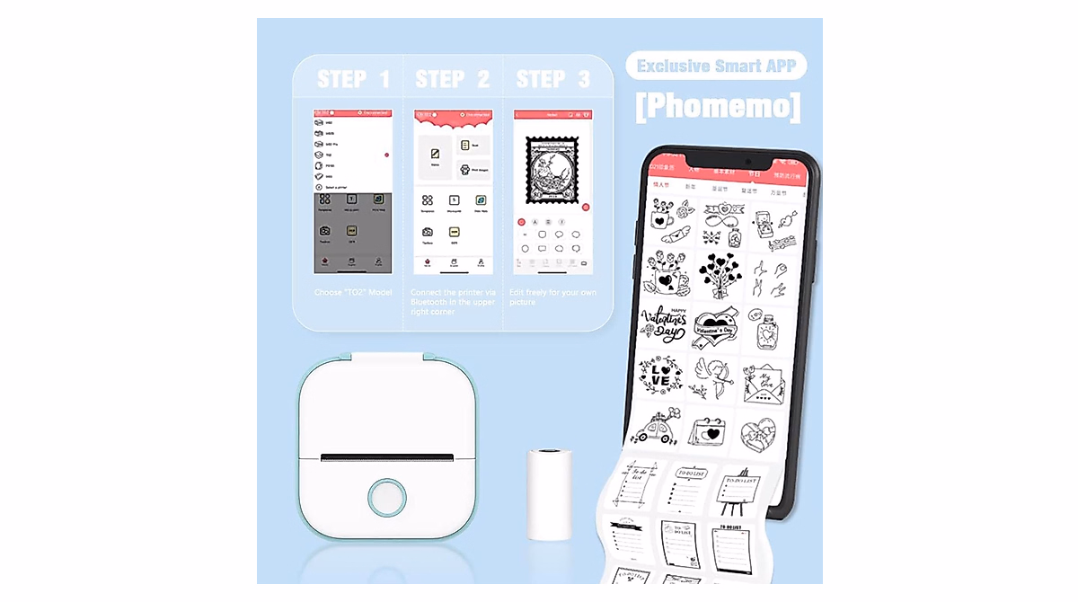 Thermarote Mini Printer Portable Sticker Printer with No Ink