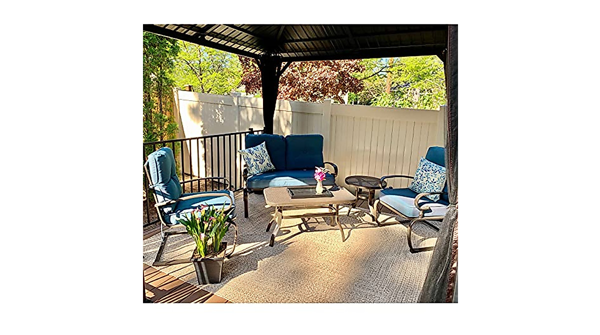 Oakmont 5-Piece Outdoor Patio Furniture Set with Peacock Blue Cushions