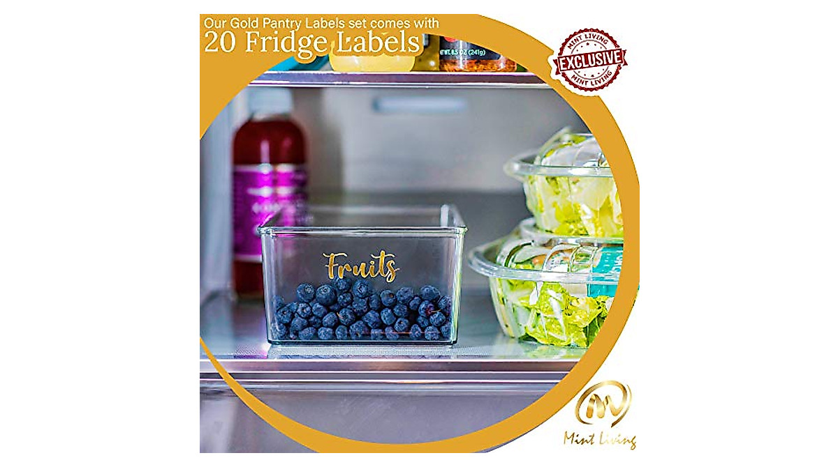 Mint Living Gold Pantry Labels – Stylish Water-Resistant Kitchen ...