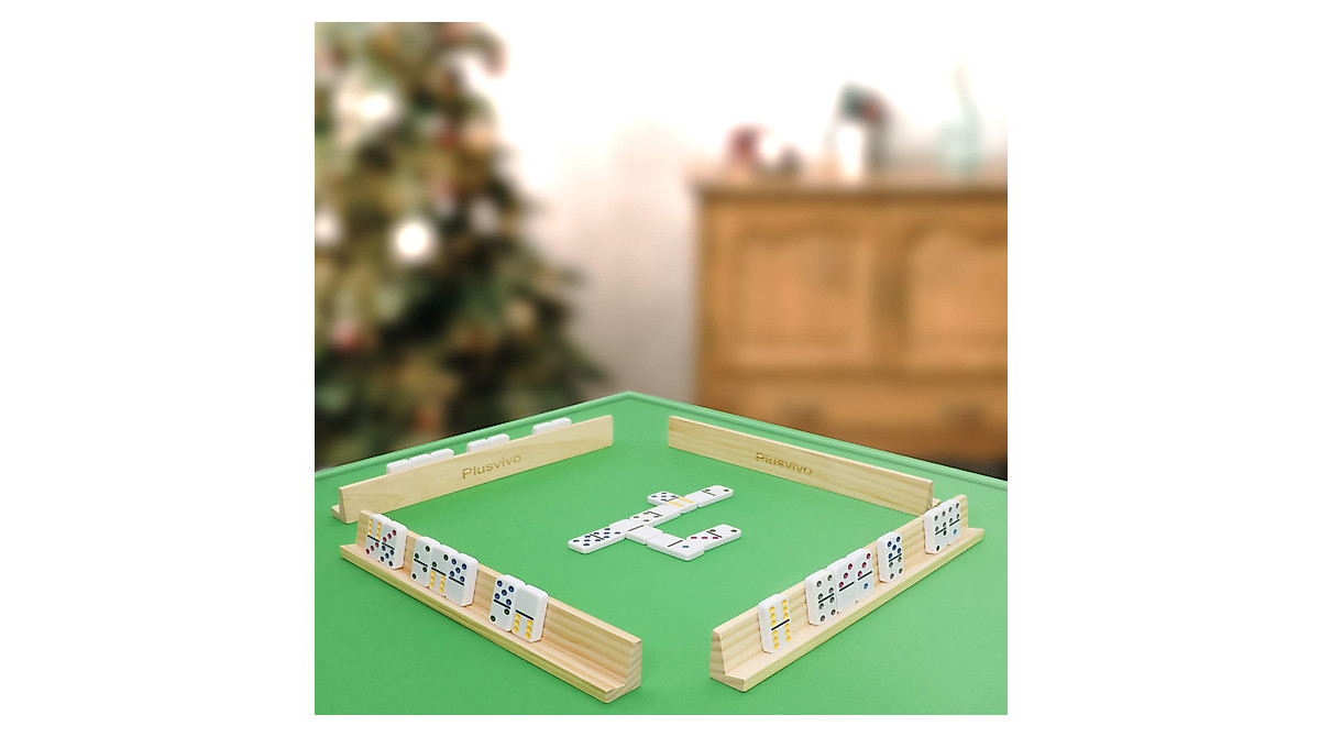 Set of 8 Wooden Domino Racks for Mexican Train & More