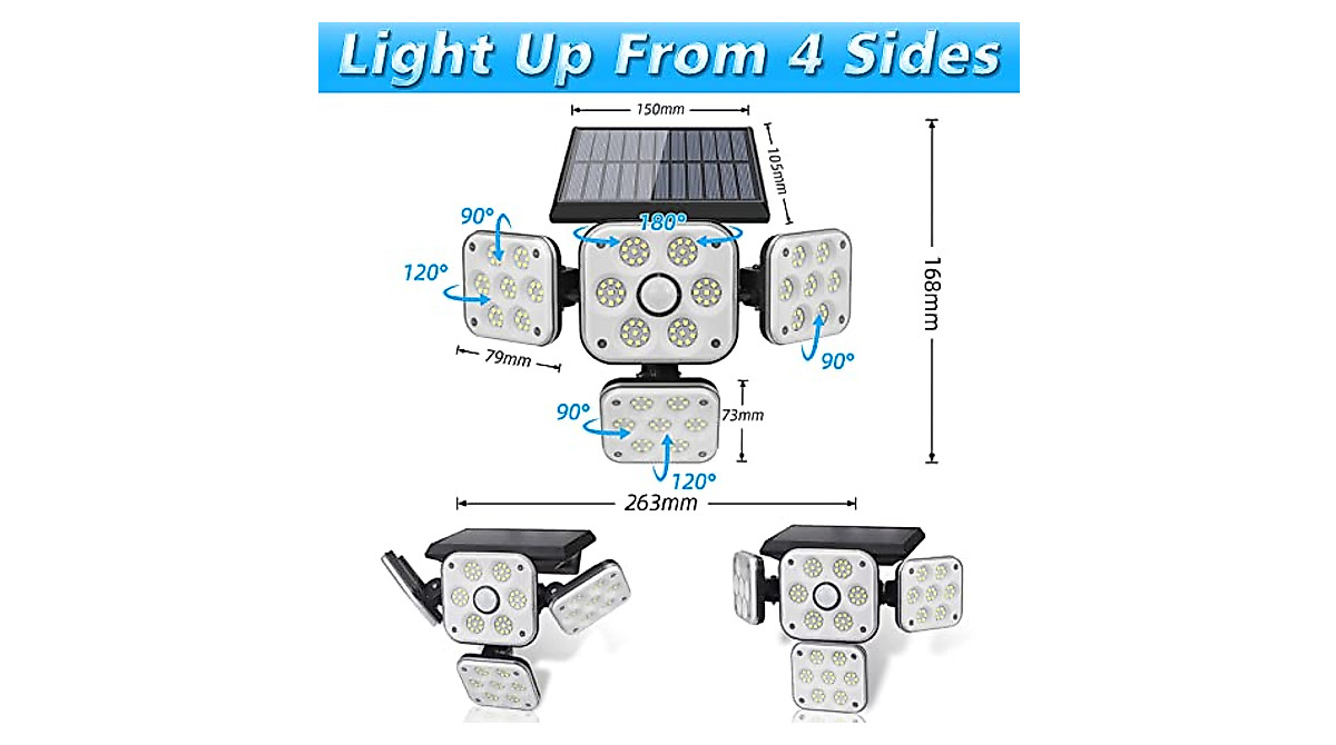 Flora Element Solar Lights Outdoor - 2800LM Security with Motion Sensor