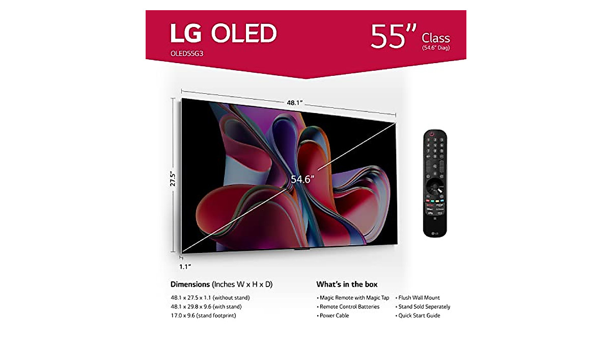 LG G3 Series 55-Inch OLED evo 4K Smart TV with AI-Powered Features