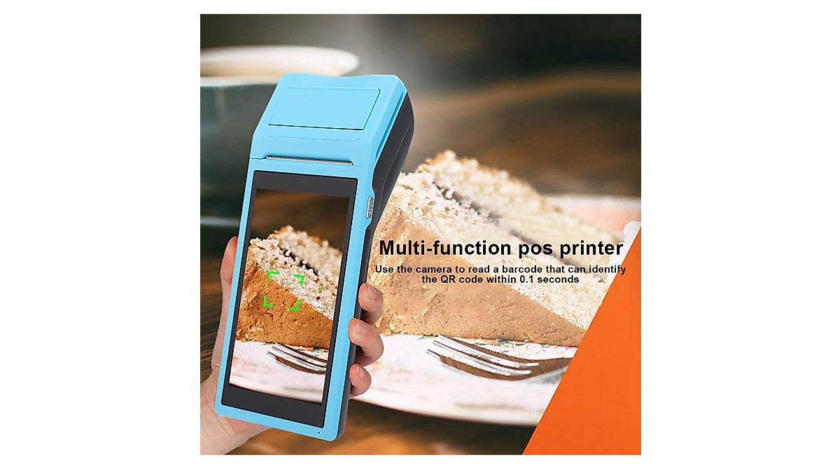Blue Android POS Terminal Touch Screen Printer