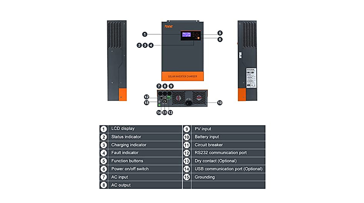 PowMr 5500W Hybrid Inverter for Off-Grid Power | Pure Sine Wave 48V