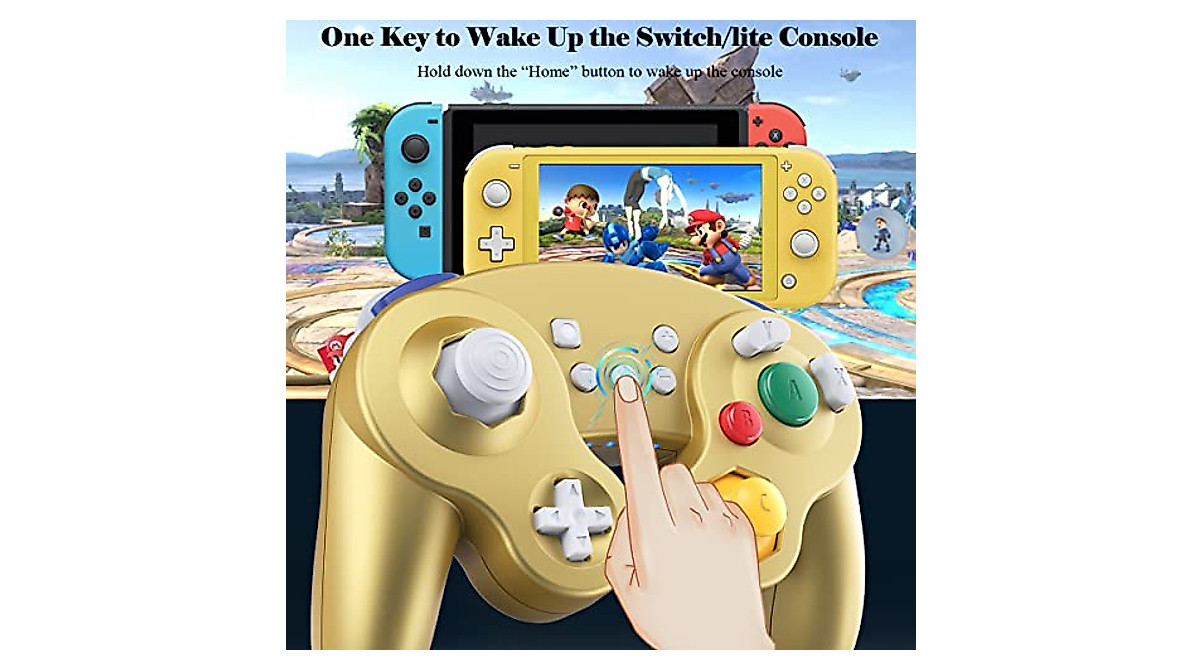 EXLENE Wireless Gamecube Controller Switch - Gold | Versatile ...