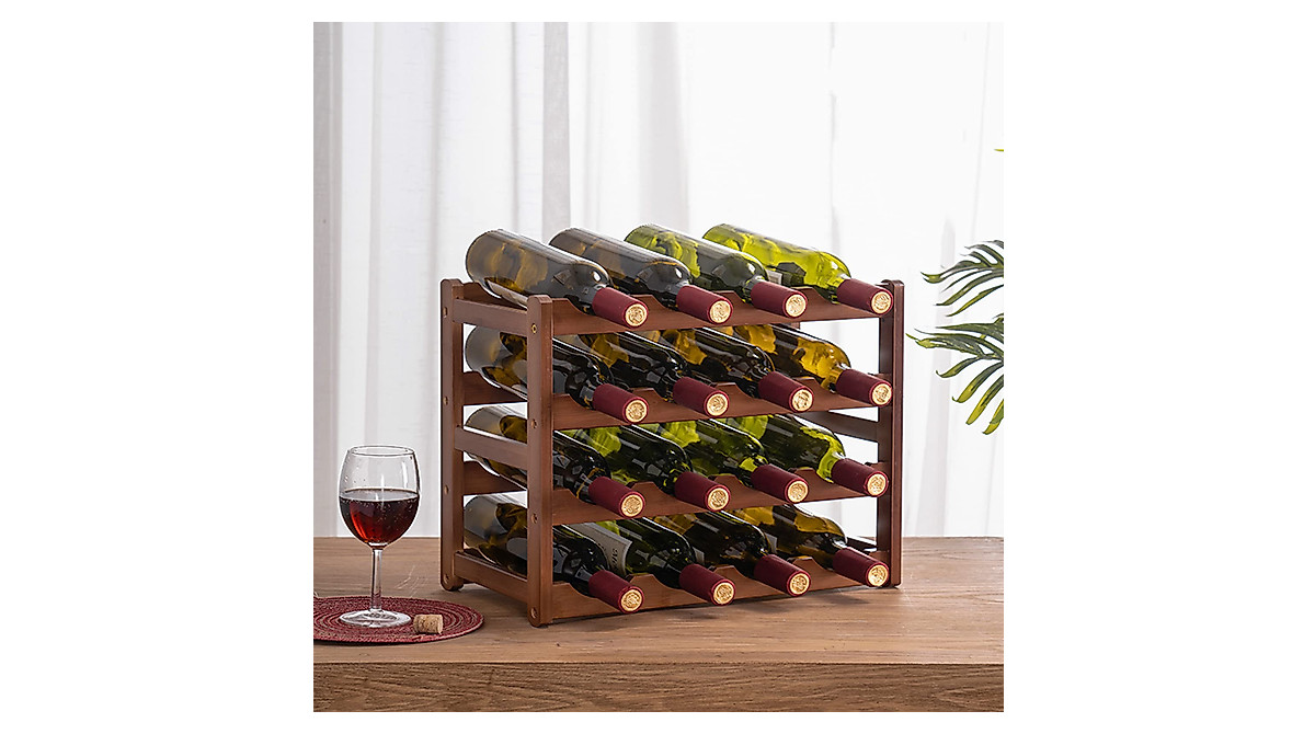 16 Bottle Bamboo Wine Rack - Elegant Countertop Storage Solution