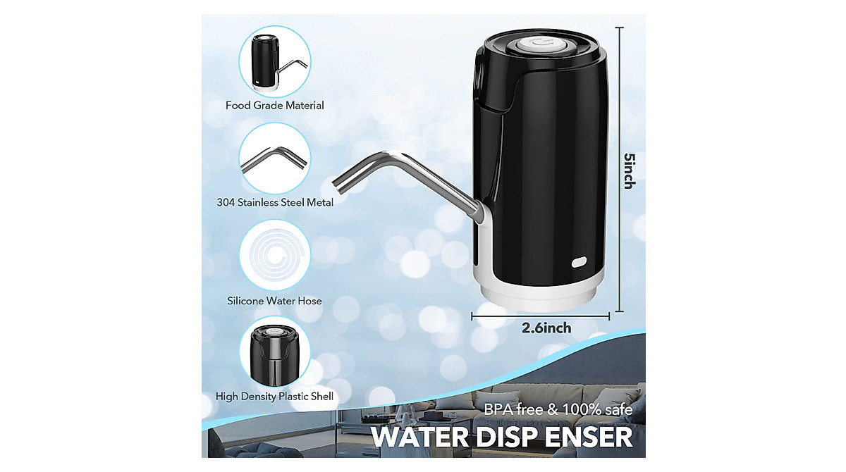 Automatic Water Pump Dispenser - USB Rechargeable & Portable for 5 ...