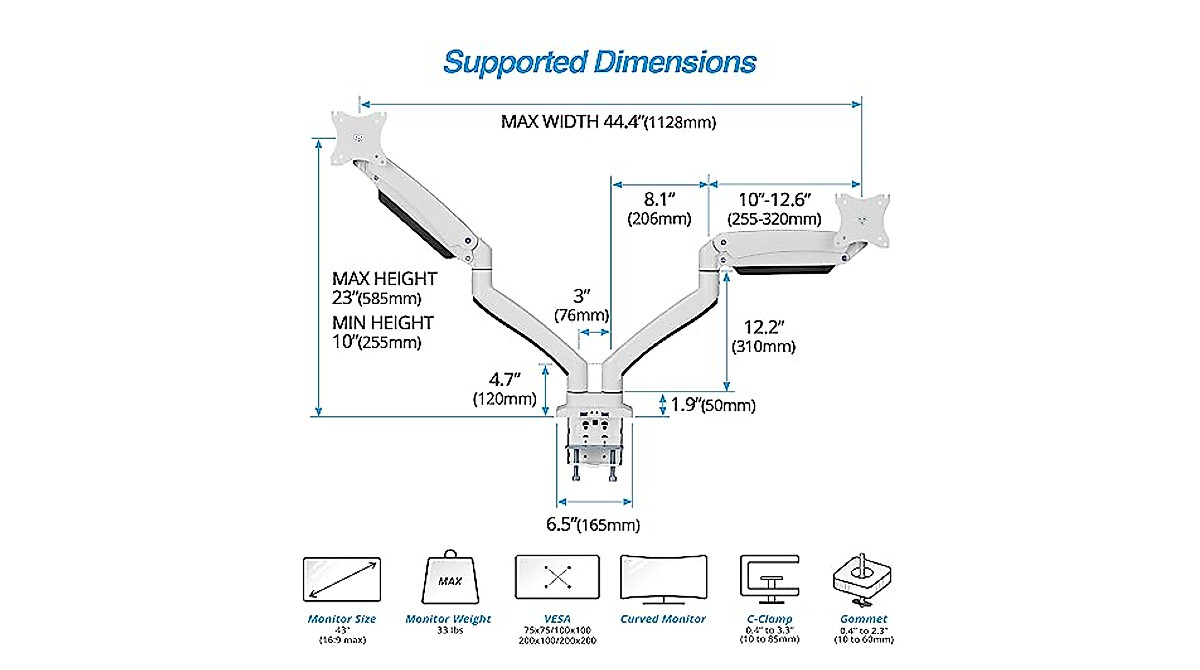 AVLT Dual Monitor Arm: Adjustable & Space-Saving