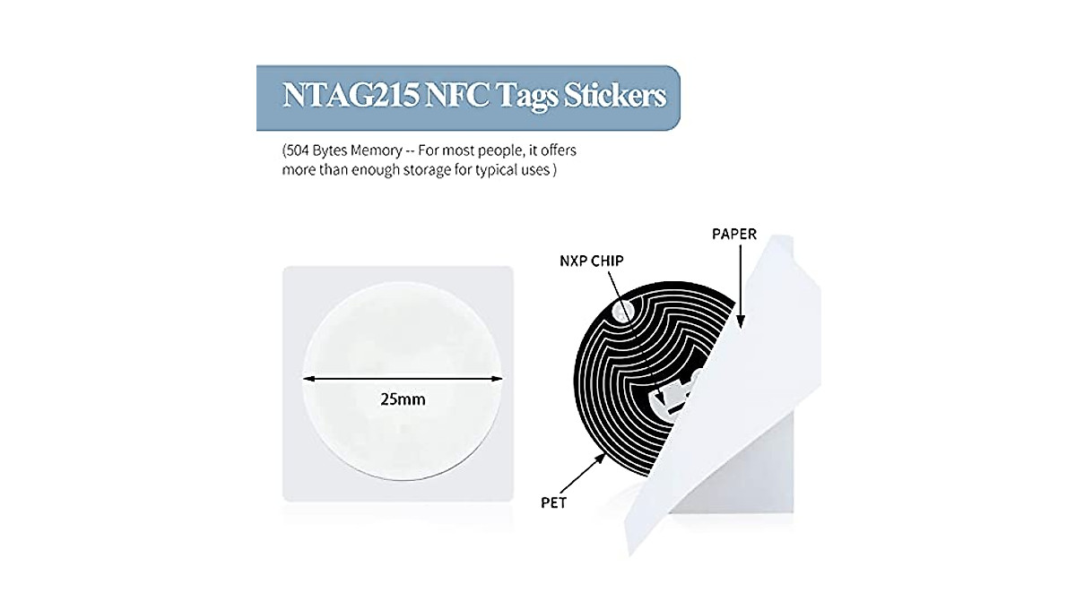 50 Pack NFC Stickers NTAG215 - Programmable Black Contactless Tags