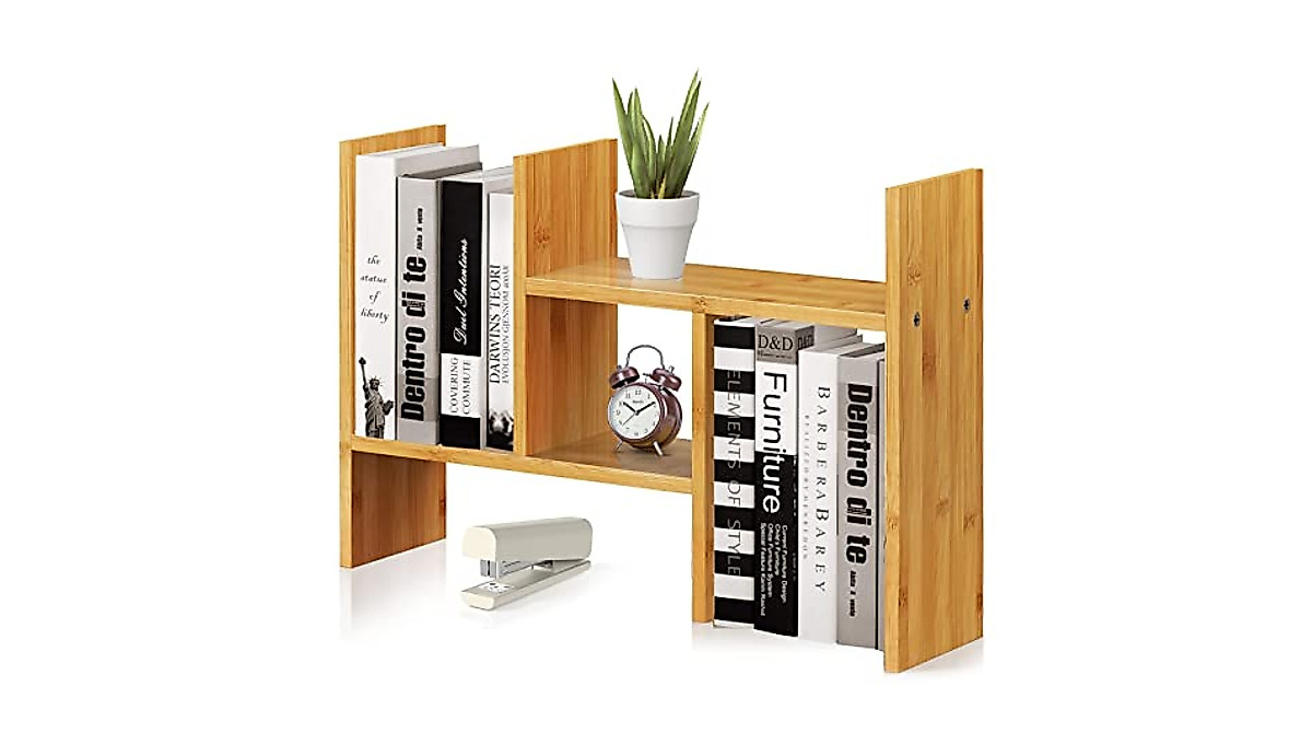 Pipishell Bamboo Desk Organizer – Adjustable & Expandable Storage Rack
