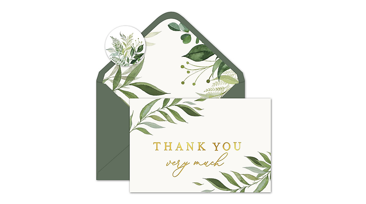 Elegant Greenery Thank You Cards Set | Whaline