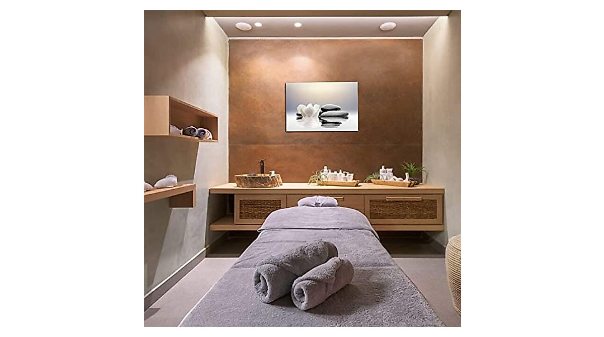 LZIMU Zen Canvas Wall Art - Tranquil Lotus and Stones Decor (12x18in)