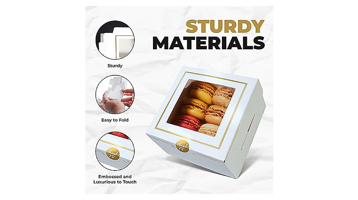 KINREE 30 PCS White Bakery Boxes,4x4x2.5 Inches Cookie Boxes With