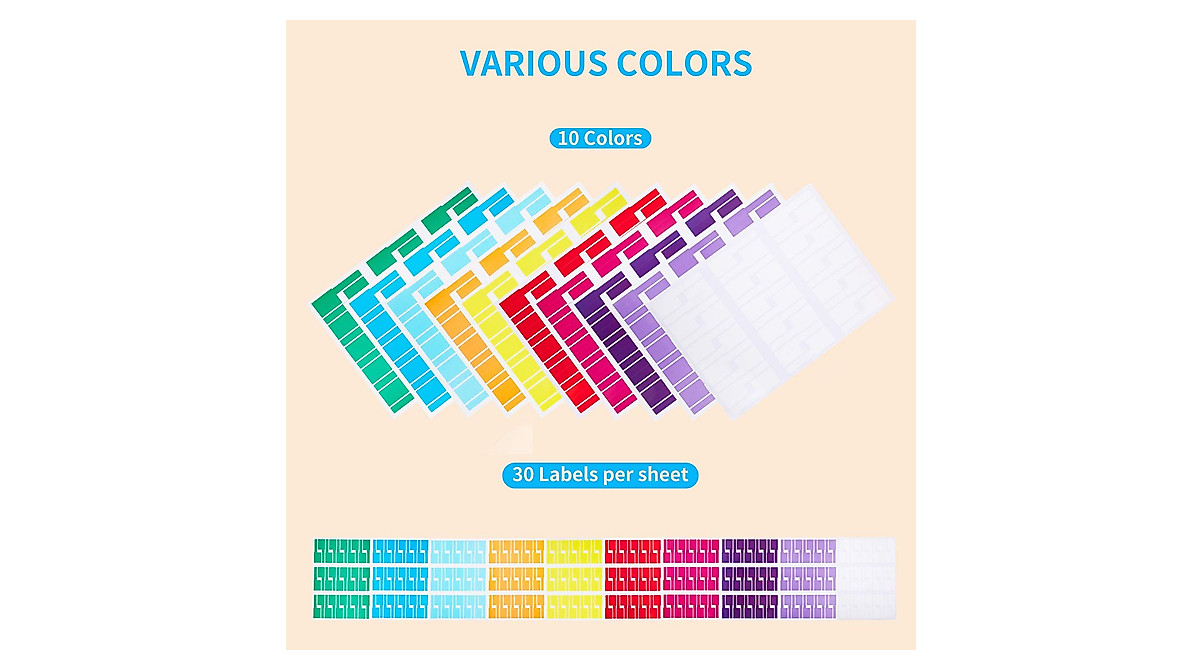 300 Color Cable Labels for Easy Cable Management | Water & Tear Resistant