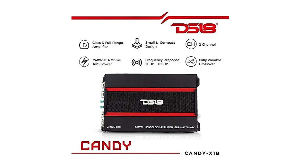 DS18 CANDY-X1B Amplifier - 1800W Compact Car Audio Power