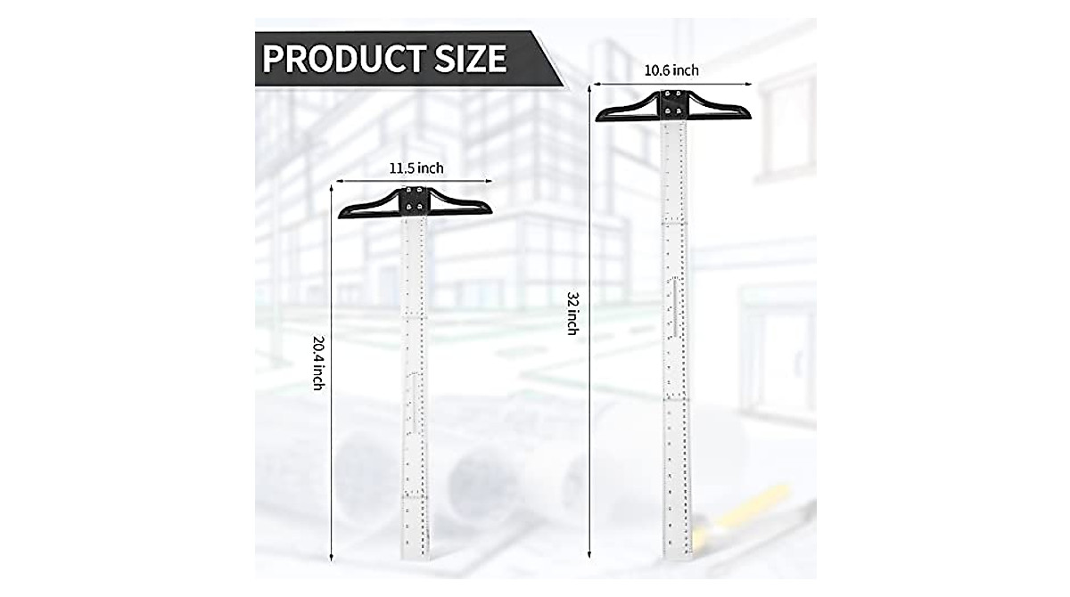 2 Pieces Acrylic T Square Rulers for Art, Drafting & Design