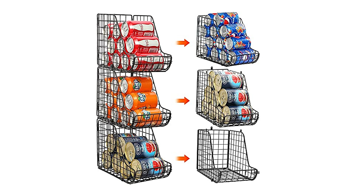 X-cosrack Stackable Can Dispenser Organizer - Space Saving & Durable