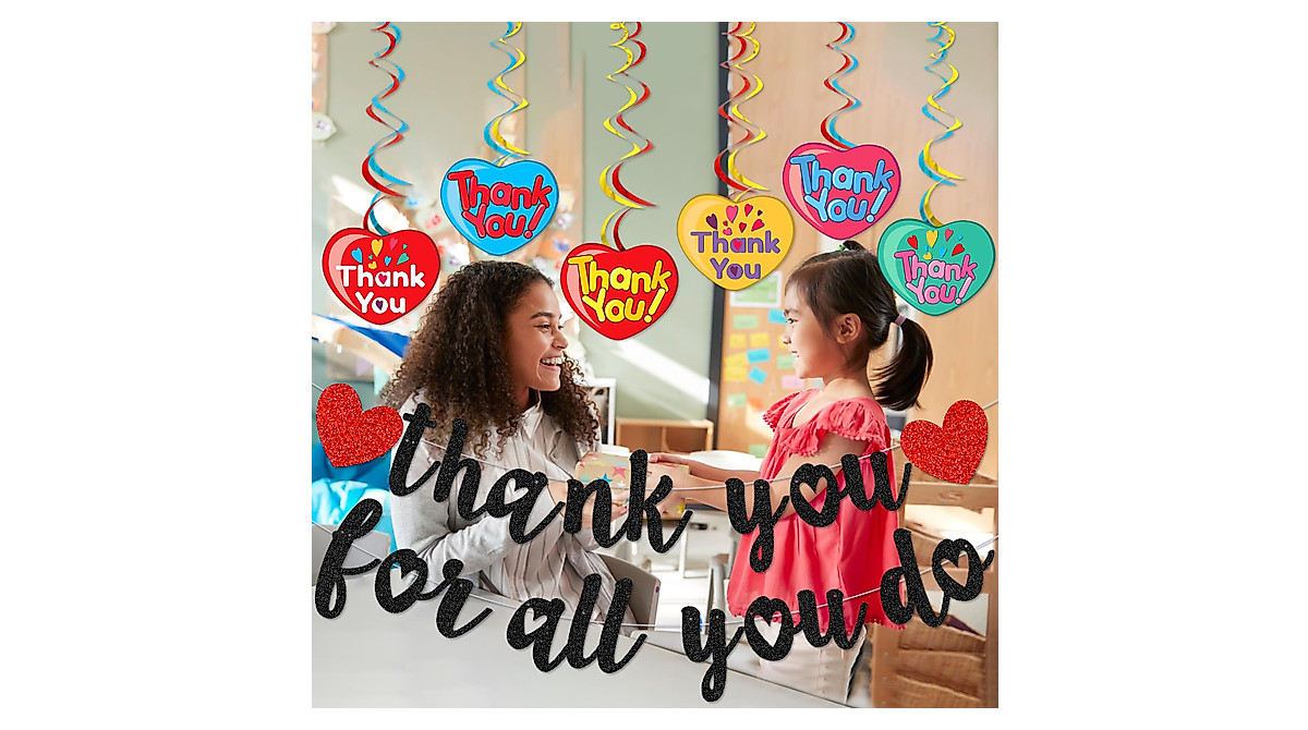 Black Thank You Teacher Banner - Celebrate Appreciation