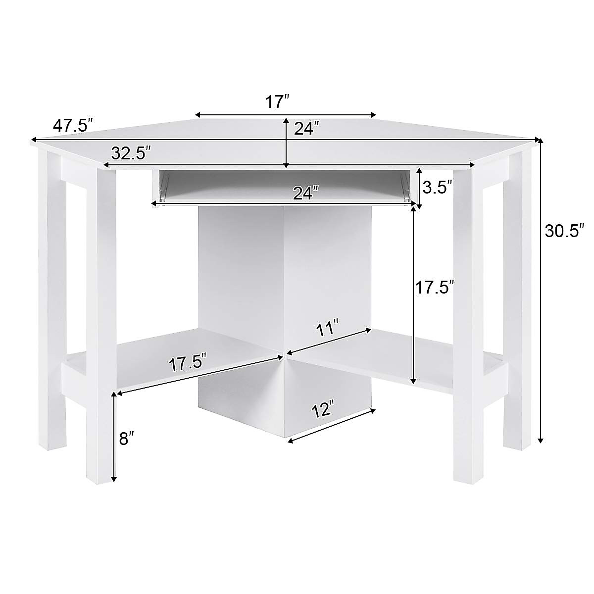 IFANNY Corner Computer Desk - Space-Saving Triangle Design for Small Spaces