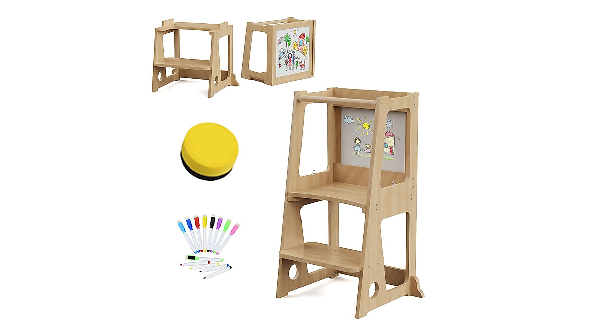 4 in 1 Kitchen Toddler Step Stool - Safe & Fun Learning