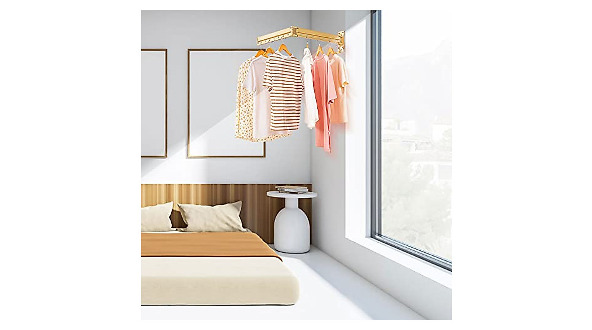 New-Star Folding Wall Mounted Clothes Drying Rack for Small Spaces