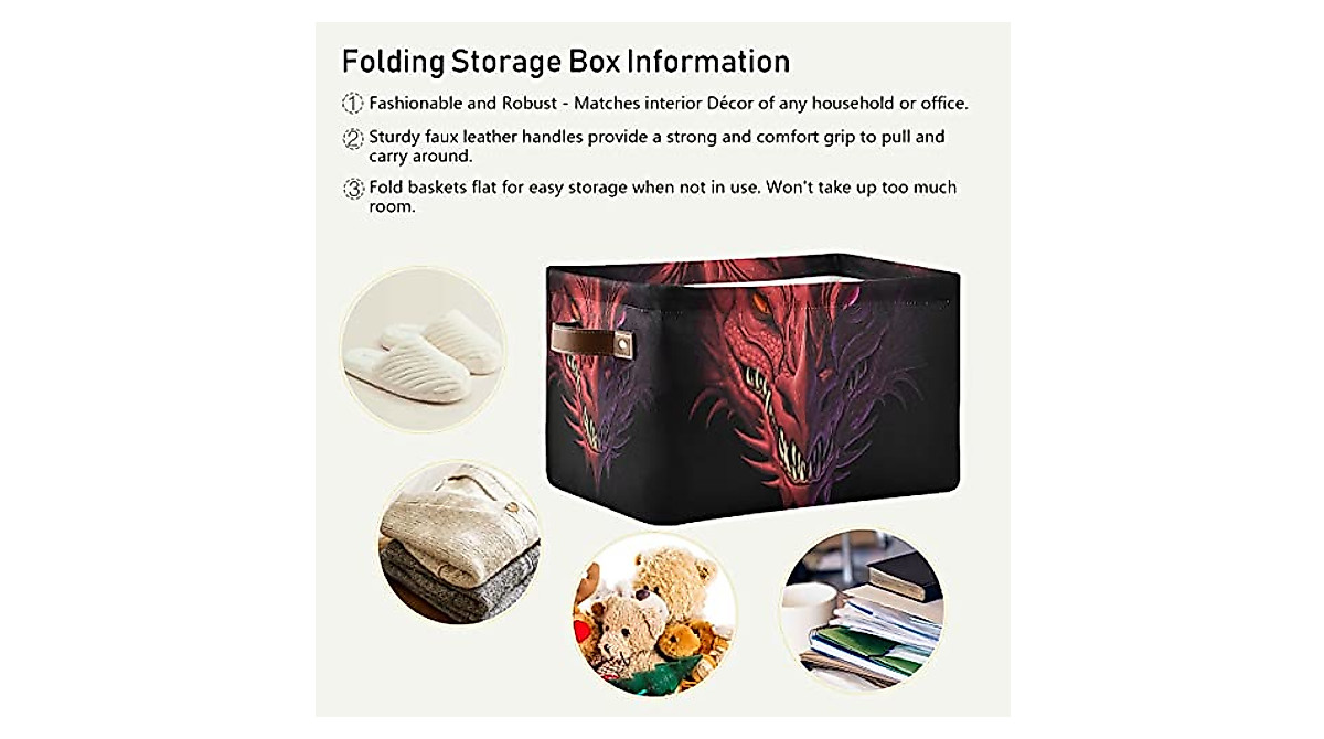 3D Magical Animal Dragon Storage Bins – Collapsible Organizer for Home