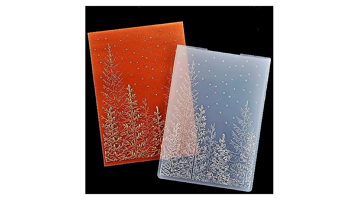 KWELLAM 3D Snowfall Tree Embossing Folders for Card Making