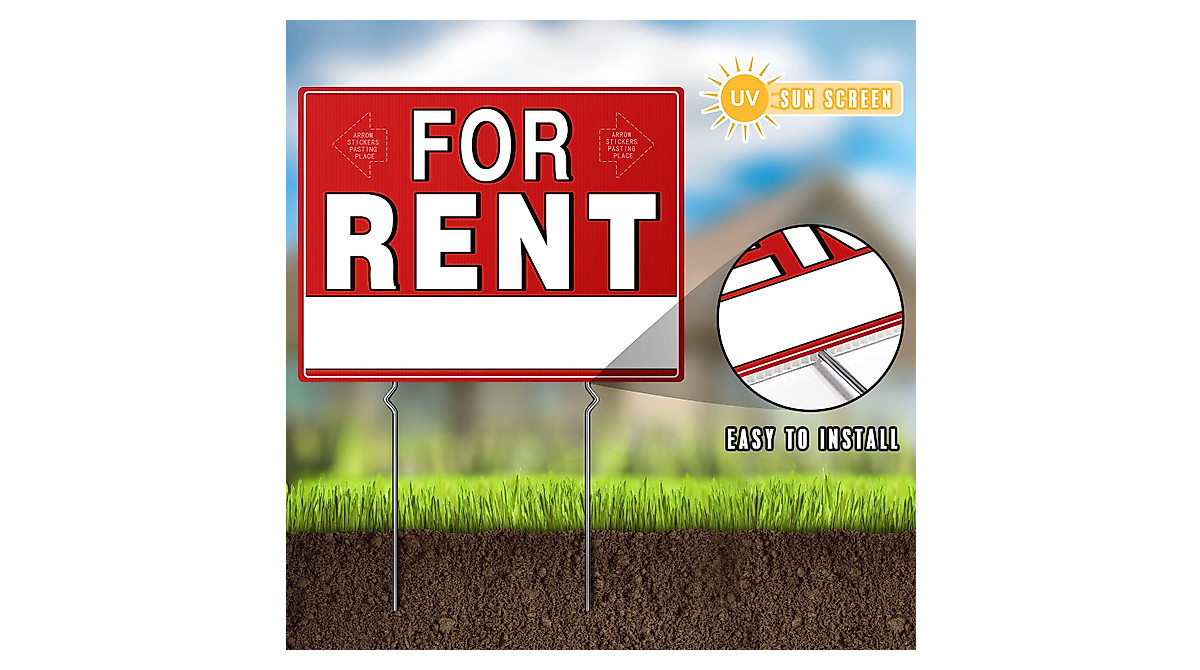 For Rent Yard Signs with Stakes - Weatherproof Double-Sided Signs