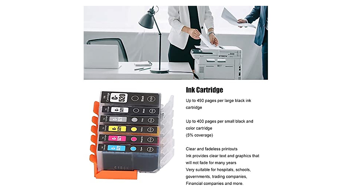 Hilitand ABS 6-Color Ink Cartridges for Canon PIXMA