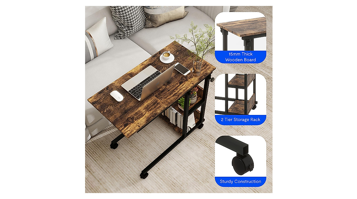 FLEXISPOT Adjustable C Table with Wheels & Storage