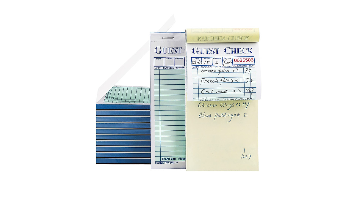 Methdic Guest Checks Server Notepad for Restaurants 20 Books