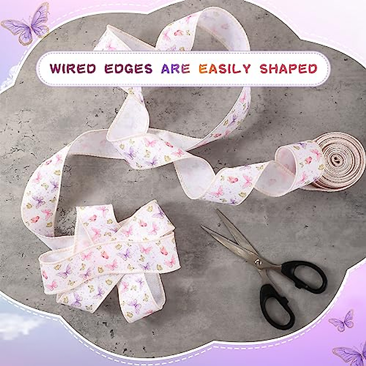Tigeen Butterfly Ribbons 20 Yards for Baby Shower & Craft Decor