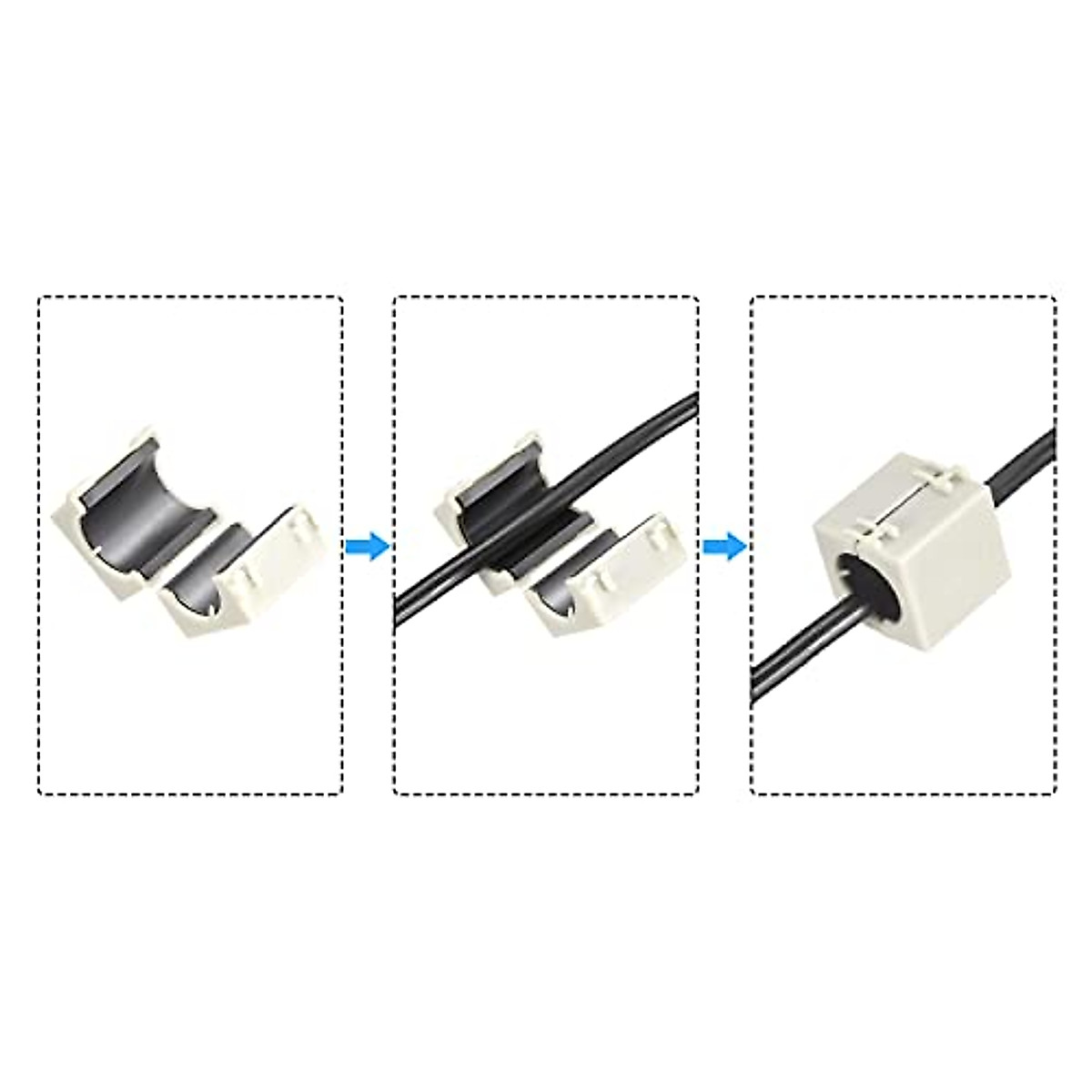 MECCANIXITY Ferrite Cores Cable Clips for Noise Suppression | 19mm Square