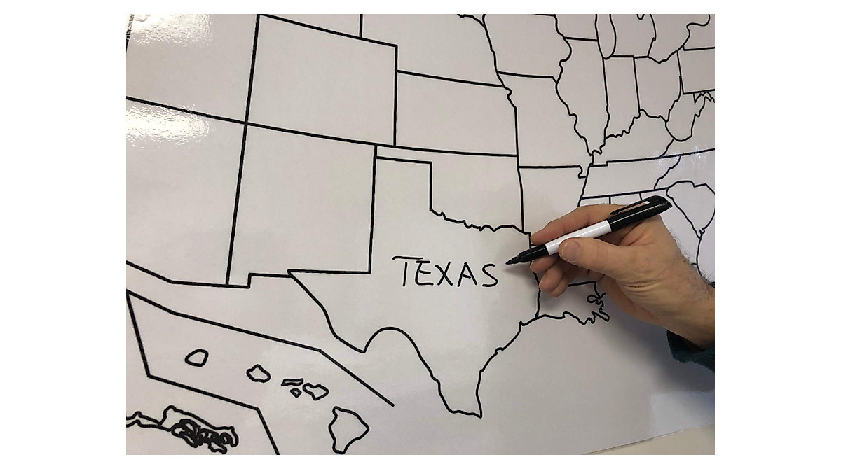 Reusable Laminated US Map - 24"x36" Dry Erase Poster