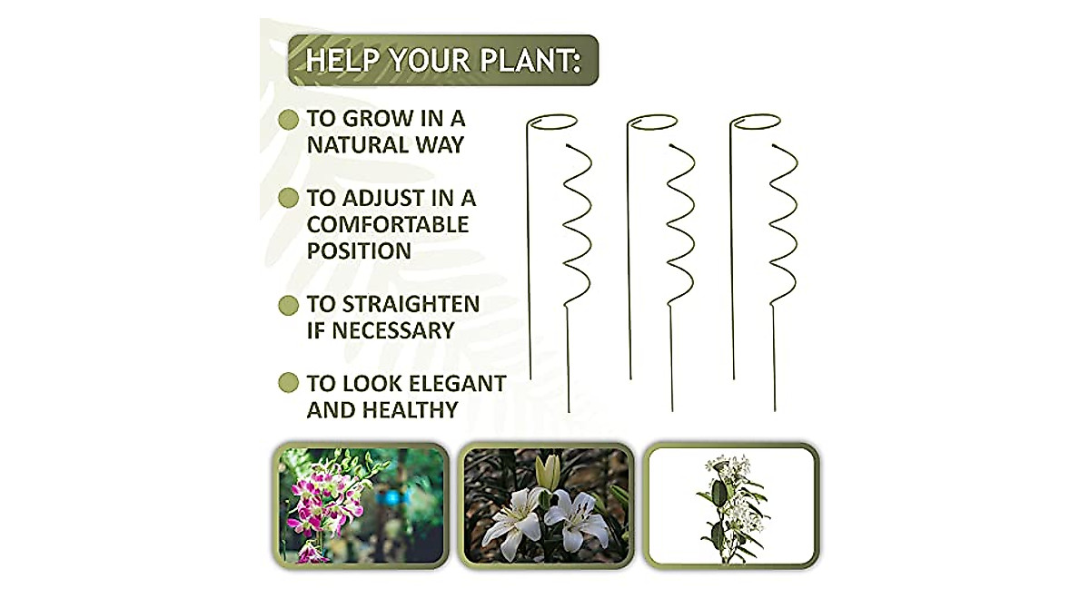 Garden Flower Support Stakes - Durable 16-Inch Steel Supports