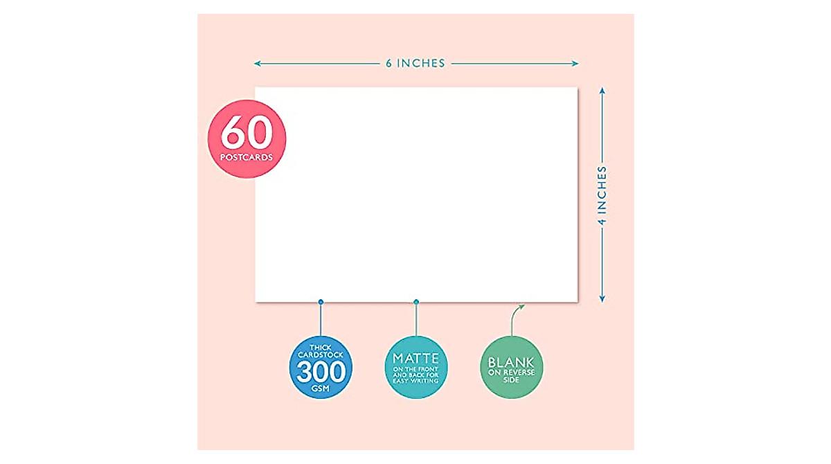 Sweetzer & Orange 4x6” Blank Postcard Pack - 60 Premium Postcards