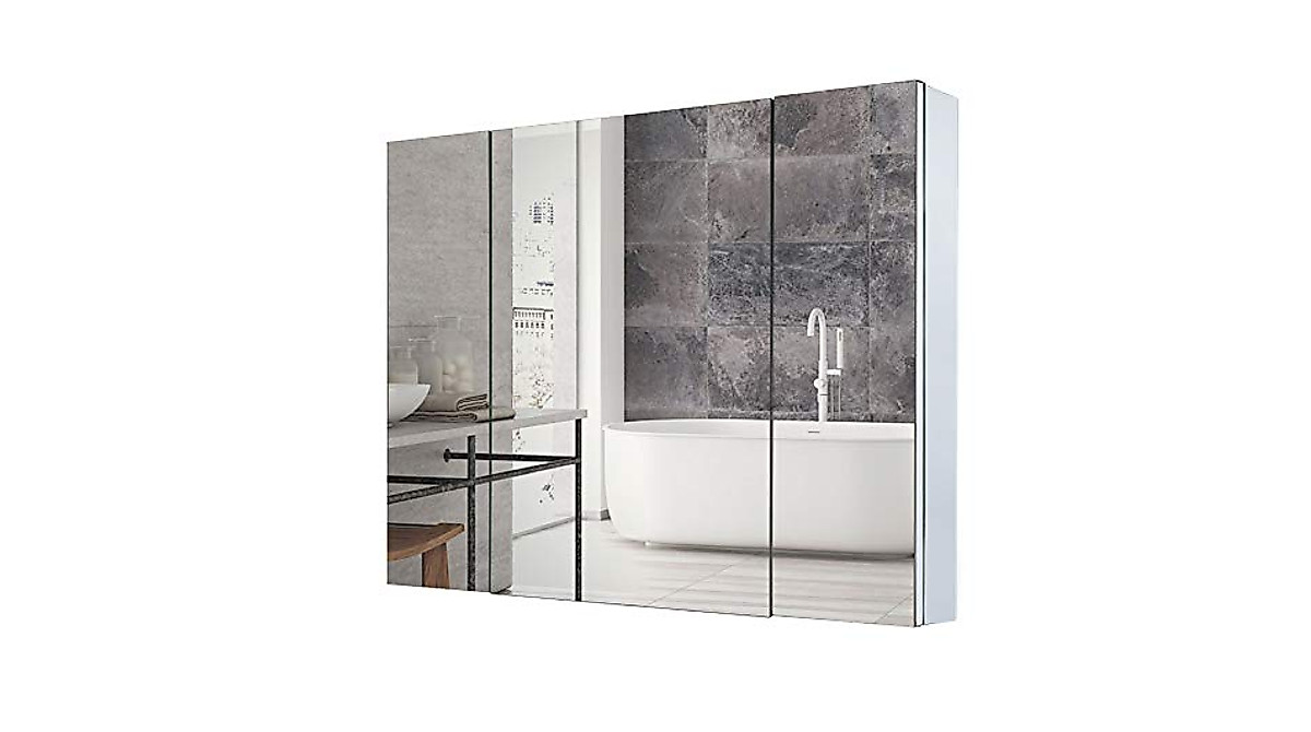 Movo 36x26 Inch Aluminum Medicine Cabinet with Dual Mirrors