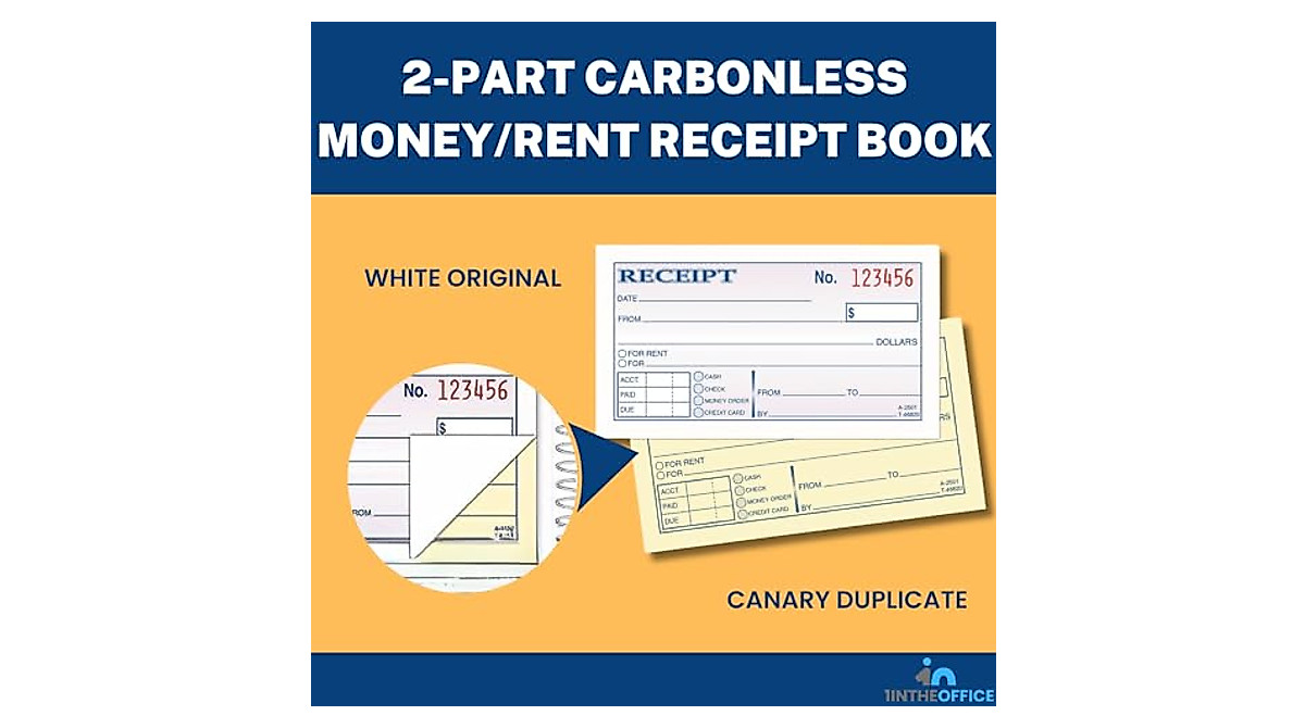 Rent & Money Receipt Book - Carbonless 2-Part, 200 Sets | Organized ...