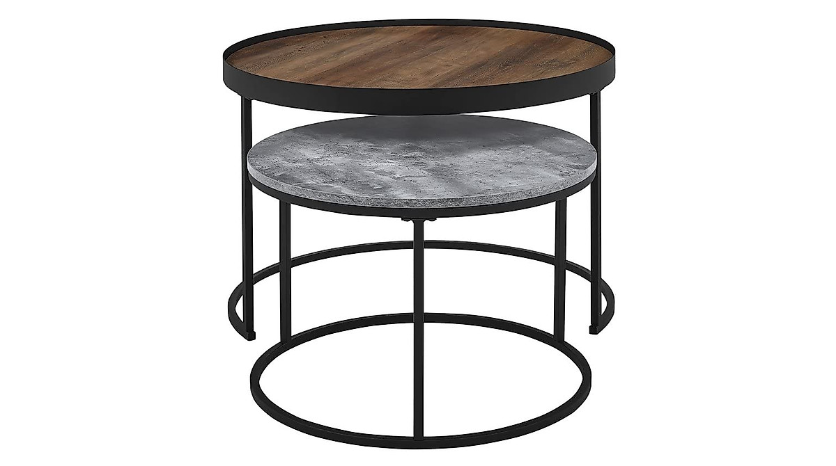 Walker Edison Nesting Coffee Tables – Rustic Oak Elegance