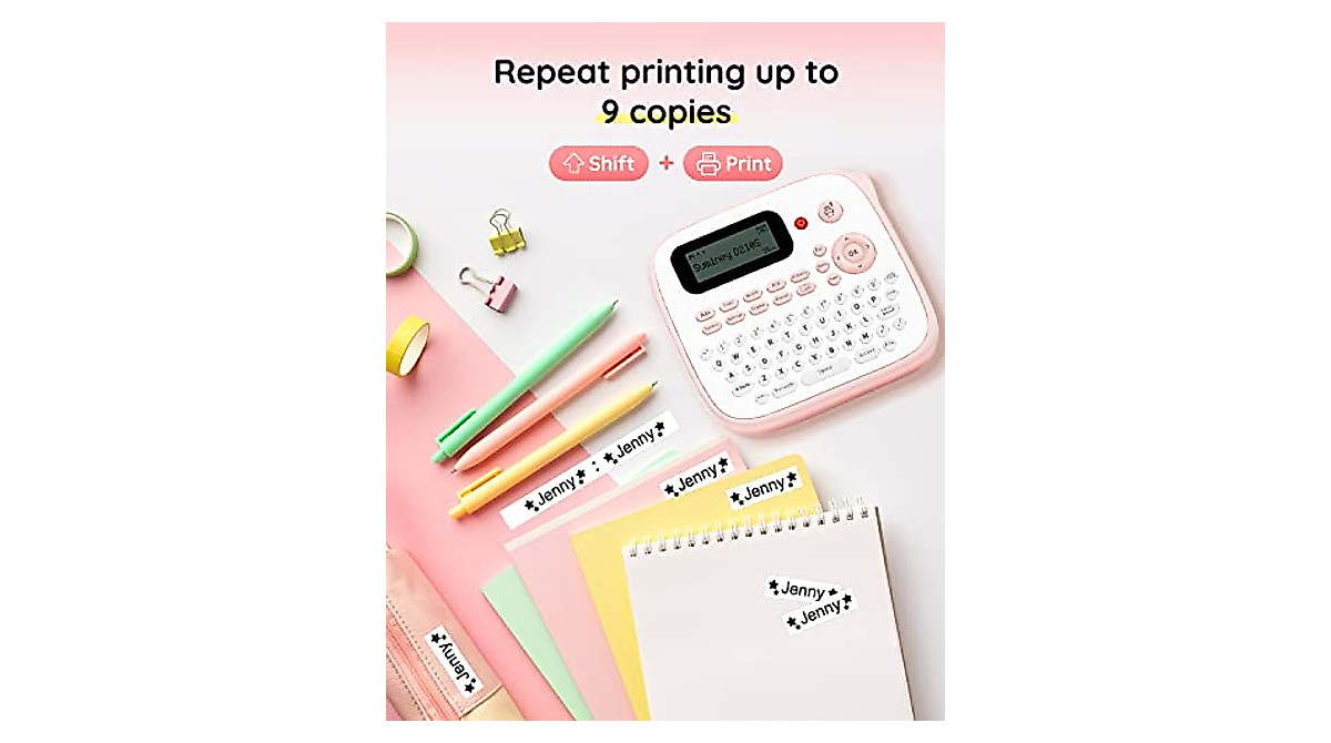 Pink Label Maker with Tape D210S – Portable & Multi-Line Printer