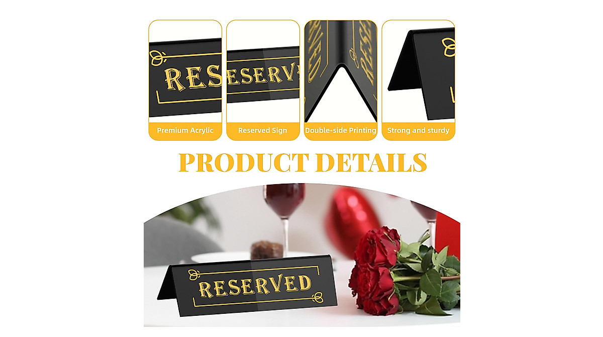 Clonivent 12 PCS Acrylic Reserved Table Signs for Weddings & Events
