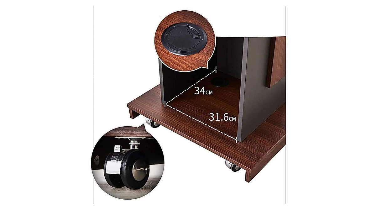 Portable Wooden Podium with Locking Wheels for Conferences and Events
